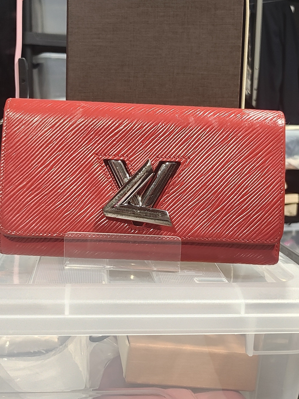 Louis Vuitton Red Epi Leather Flap Wallet with Silver LV Hardware